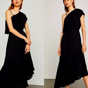 Bcbgmaxazia black asymmetrical ruffle dress